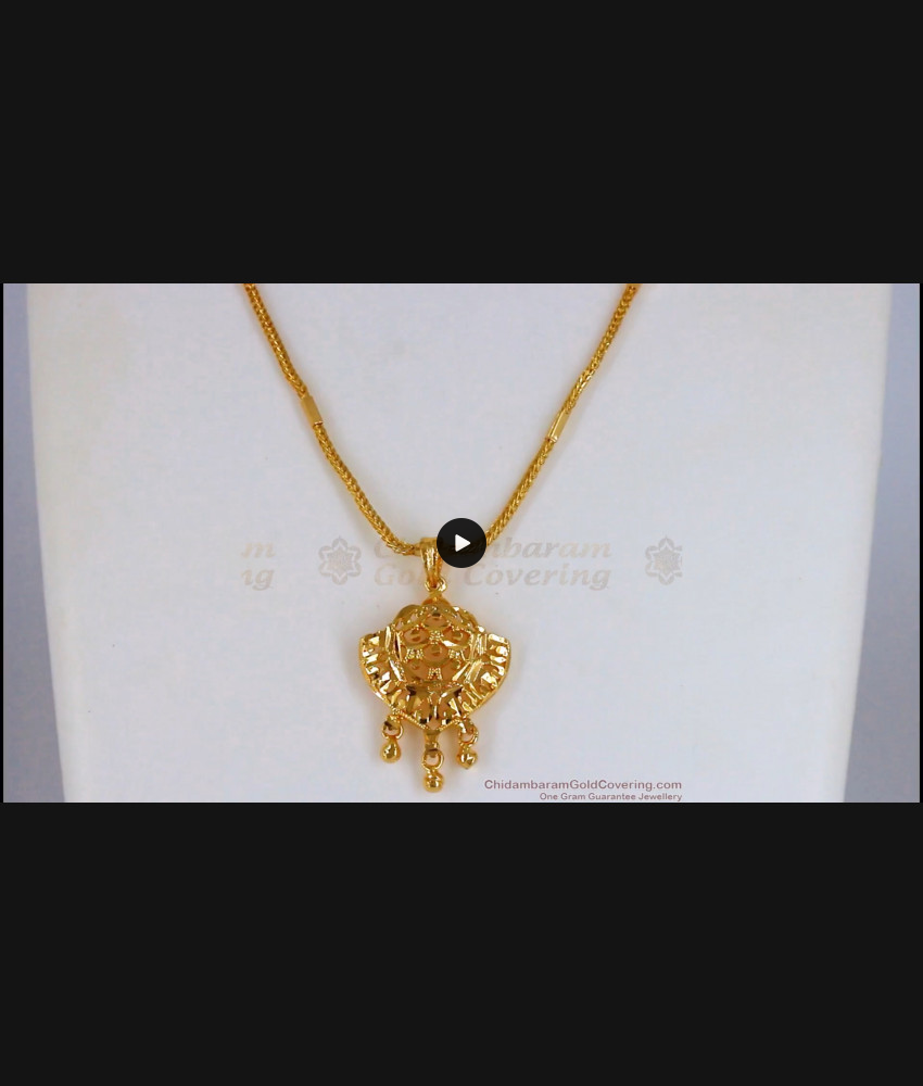 Trendy One Gram Gold Dollar Pendant Short Chain For Daily Use SMDR604