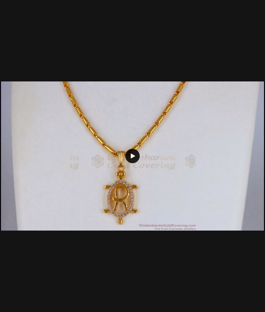Name Alphabet Word R Pendant One Gram Gold Short Chain Collections SMDR614
