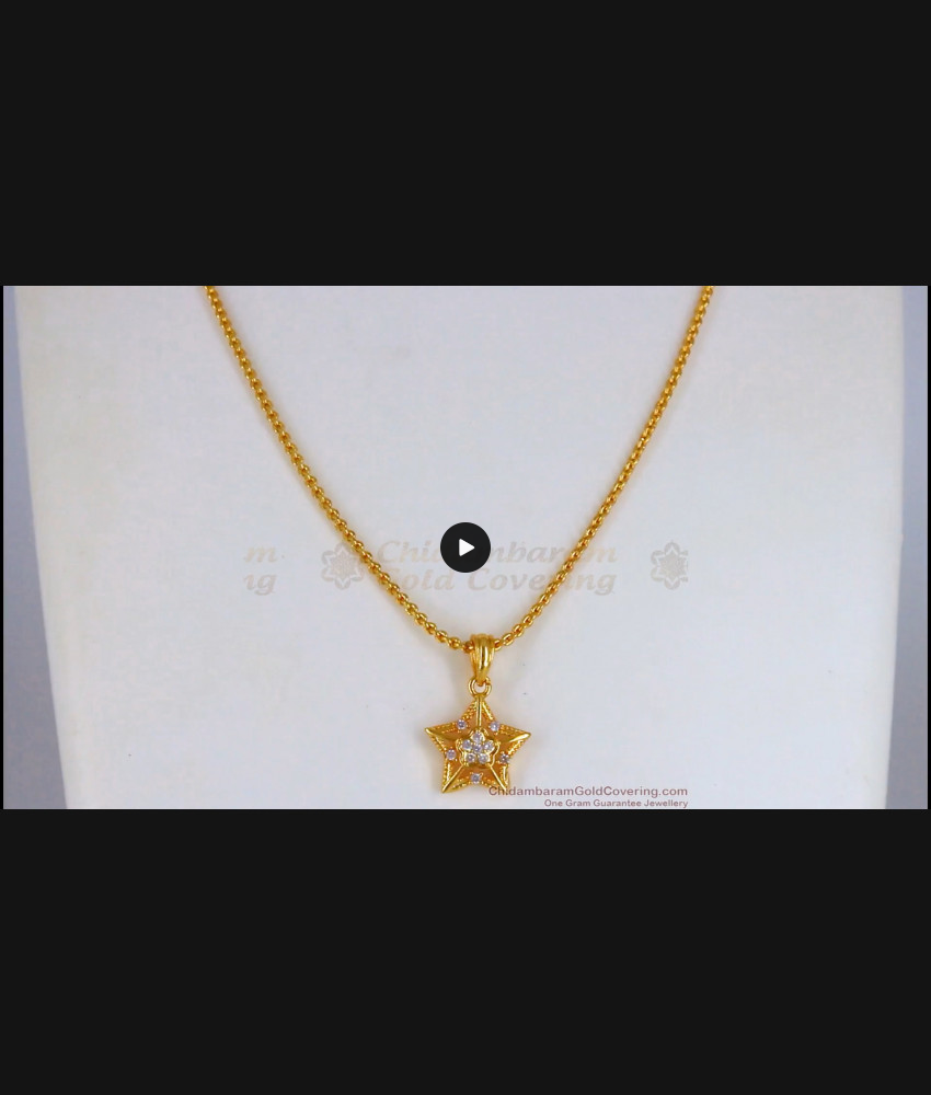 AD White Stone Star Pendant Chain Model Short Chain For Ladies SMDR621