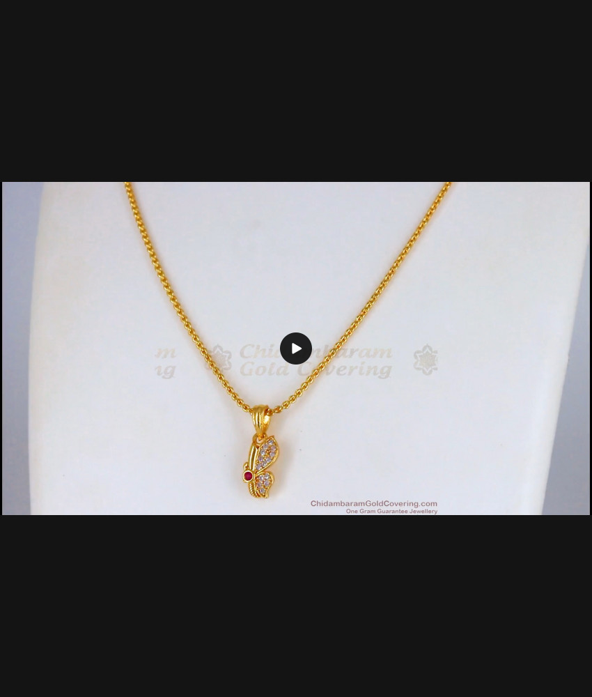 Butterfly Pendant Gold Chain Model Short Chain For Ladies SMDR622