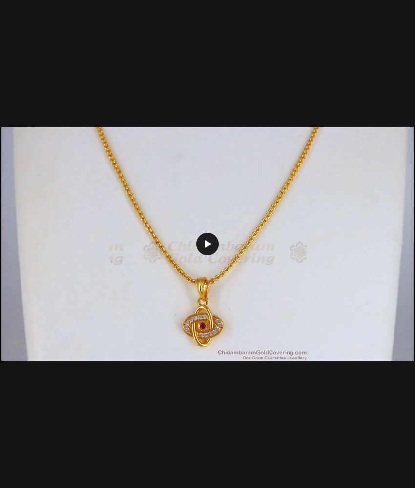 Trendy One Gram Gold Stone Pendant Collections Short Chain For Girls SMDR625