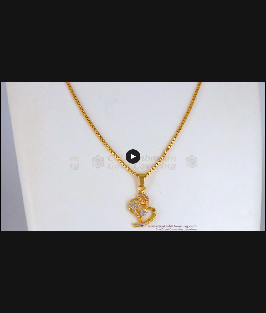 Valentine Double Heart Beat Diamond Pendant Gold Short Chain Collections SMDR629