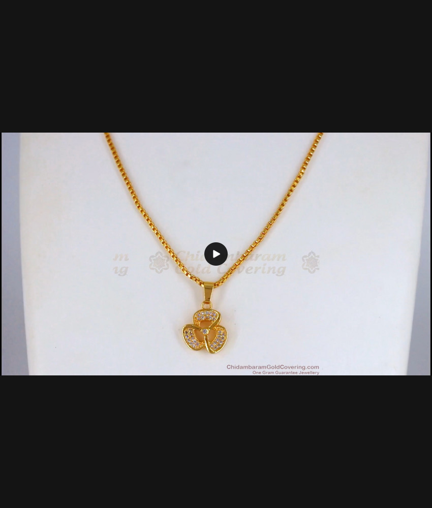 One Gram Gold Stone Pendant Collections Short Chain For Girls SMDR636