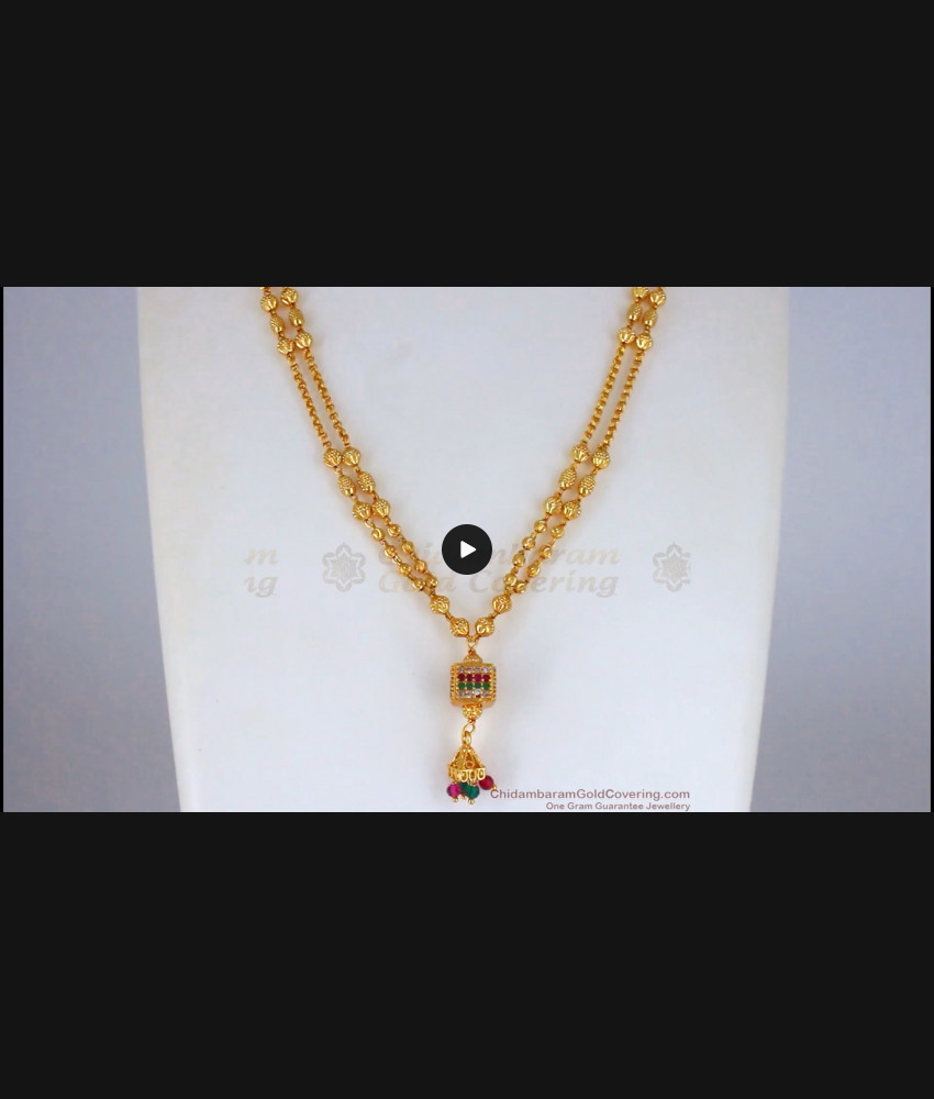 Latest Double Line Gold Pendent And Short Chain Collection SMDR659