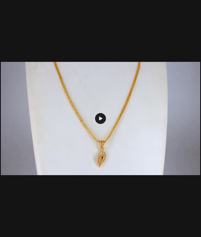 Root Branch Model AD White Stone Pendant Gold Short Chain SMDR676
