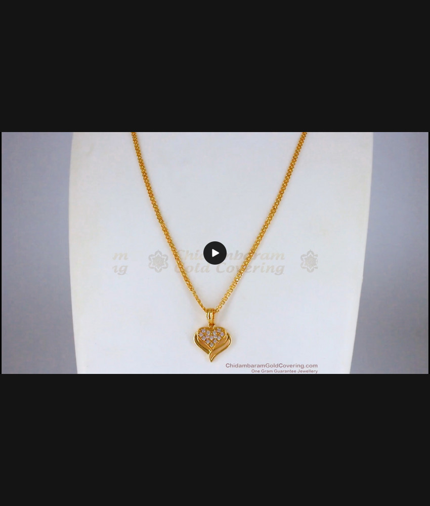 Beautiful Heartin Design AD White Stone Small Pendant Chain SMDR682 Beautiful Heartin Design AD White Stone Small Pendant Chain SMDR682