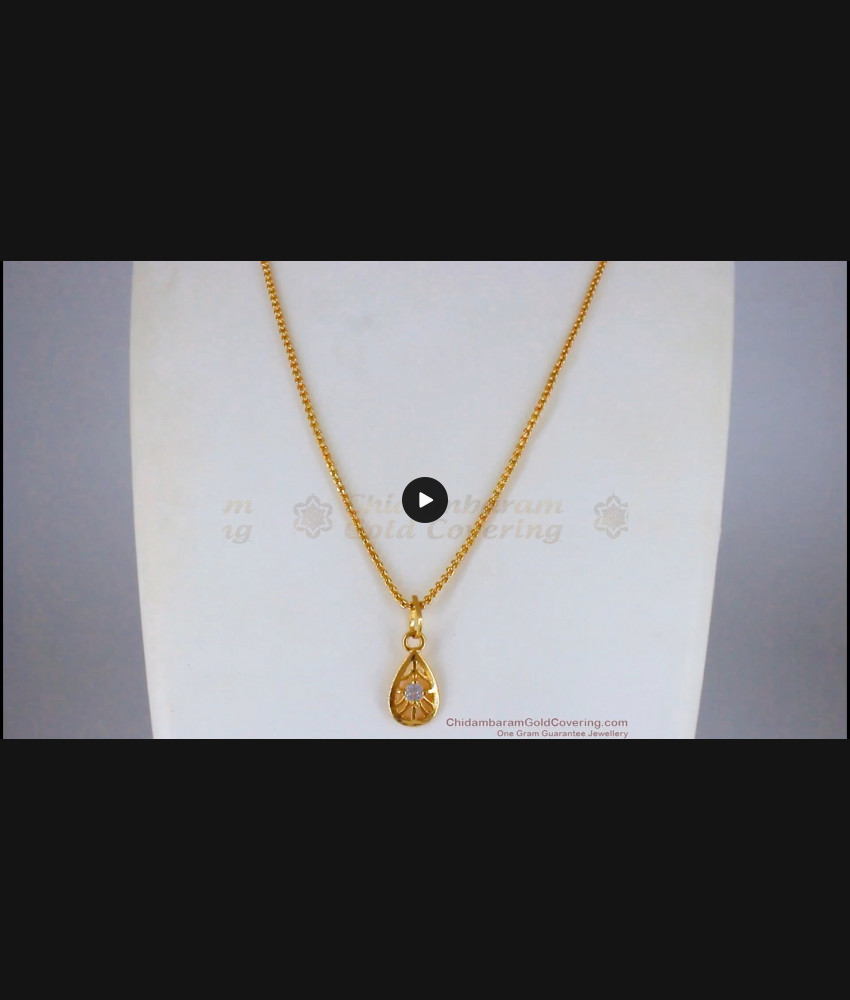 Latest Design White Stone Small Pendant Gold Short Chain SMDR686