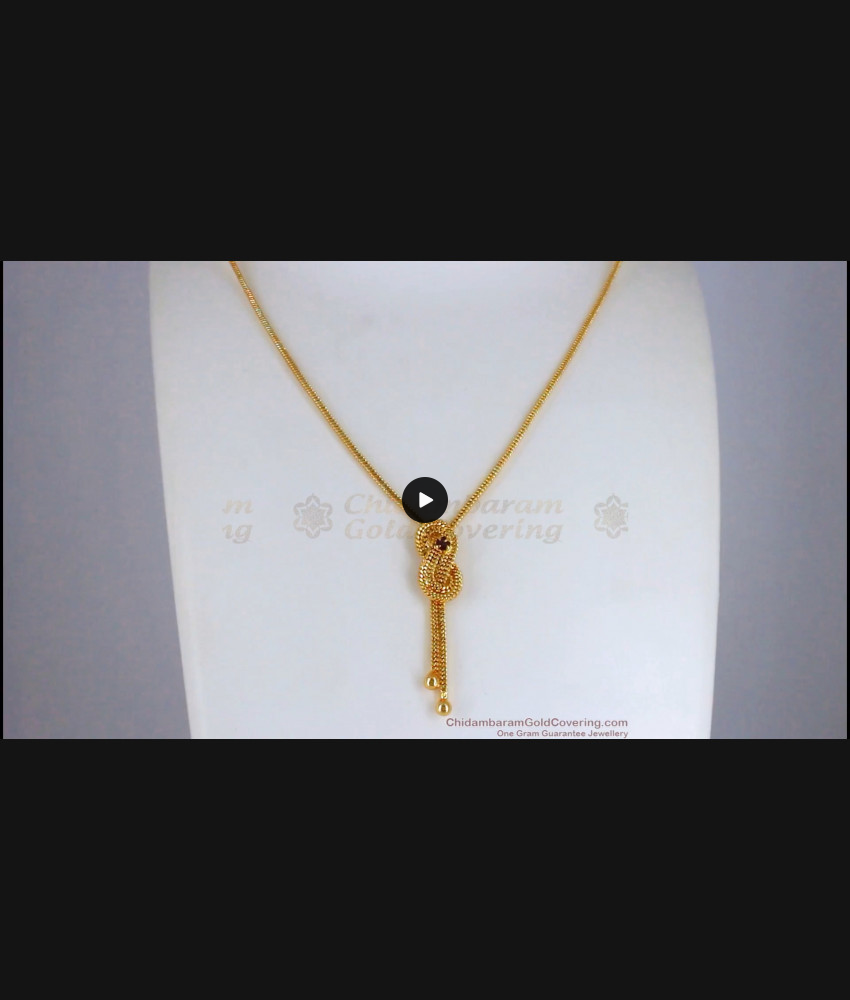 Daily Wear One Gram Gold Chain Pendant Ruby Stone SMDR715