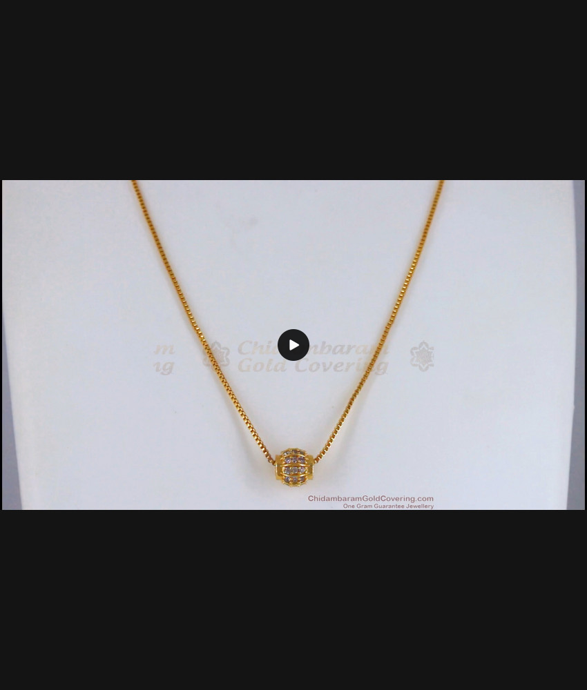 Stunning Full White Stone Pendant Gold Chain SMDR718