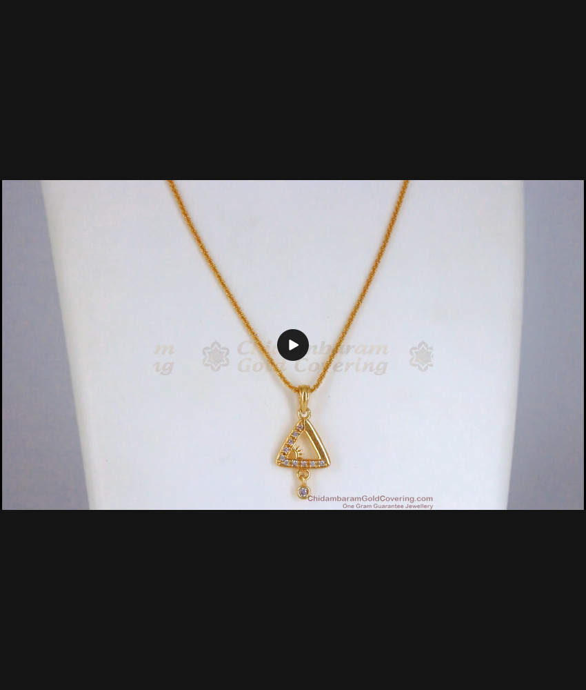 Latest Daily Wear Triangle Shaped White Stone Pendant Chain SMDR728