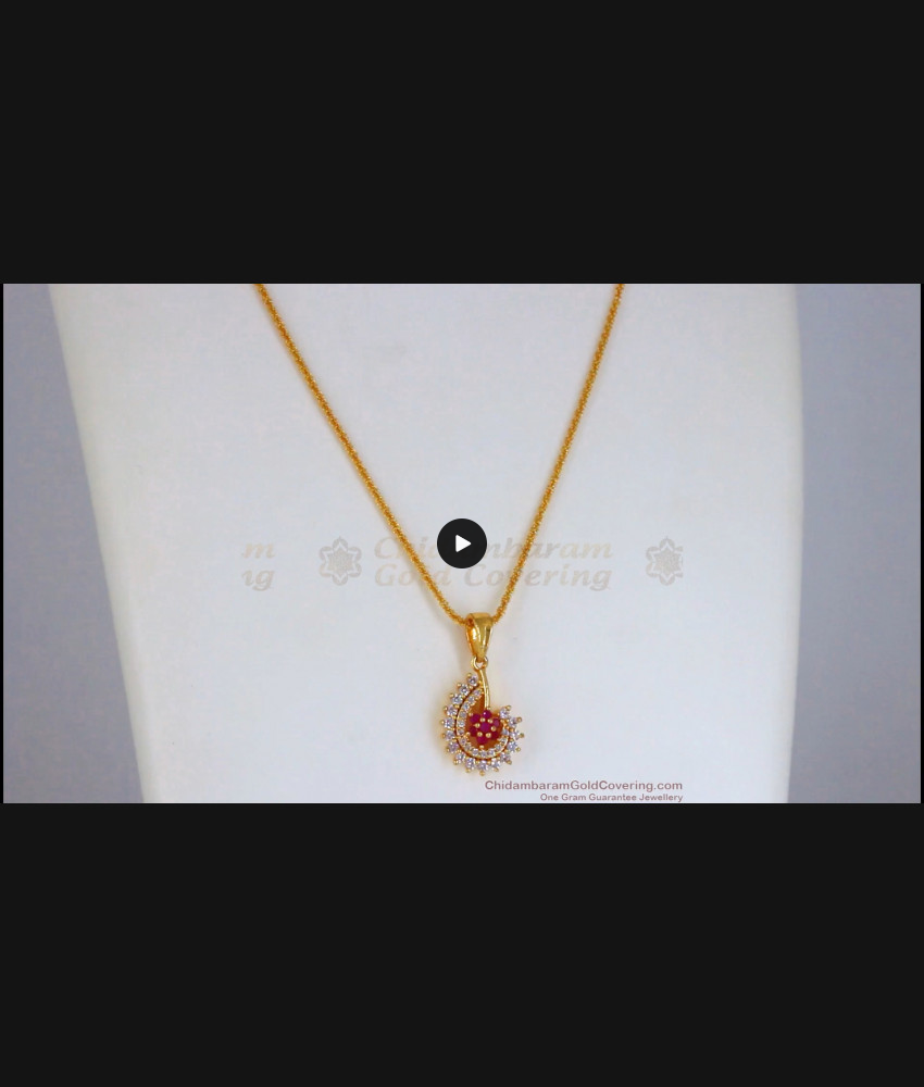 Trendy Ruby White Stone Pendant Gold Chain Shop Online SMDR730