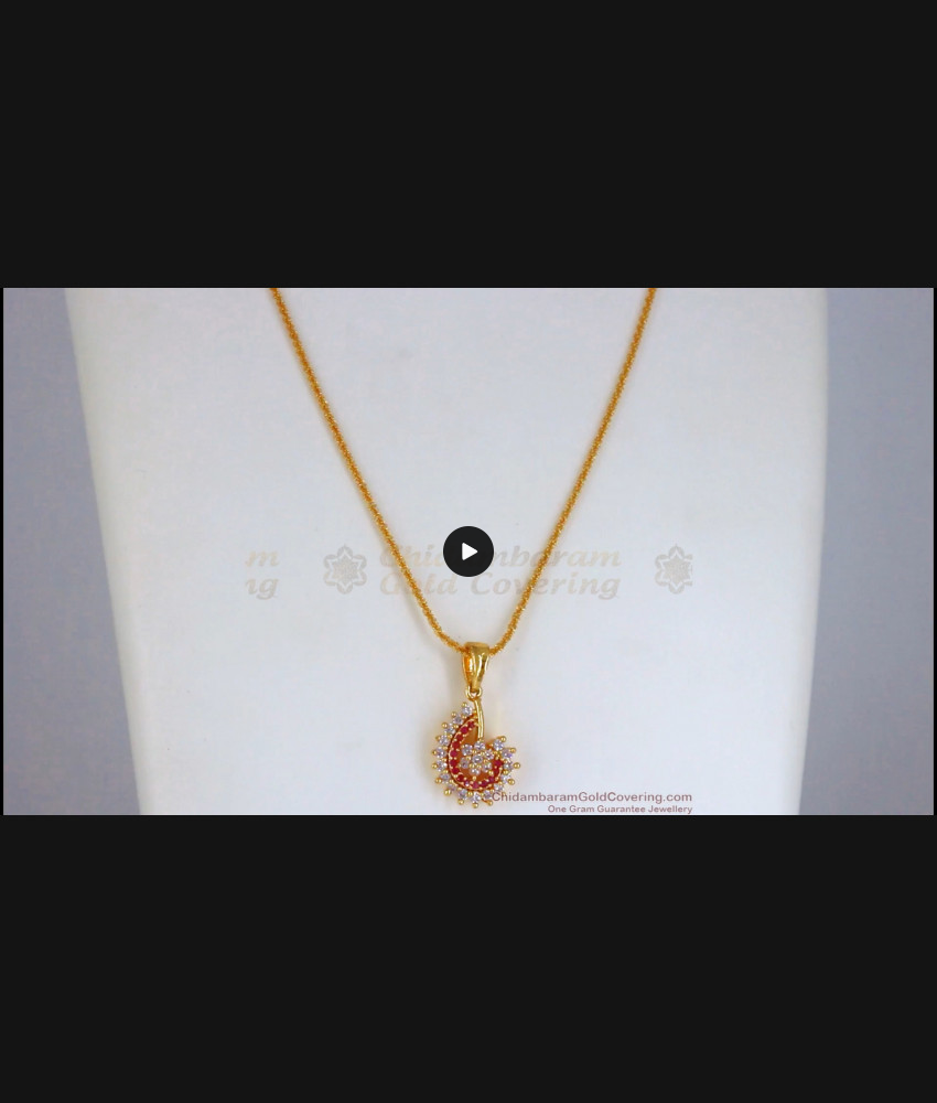 New Design White Ruby Stone Small Pendant Short Chain SMDR731