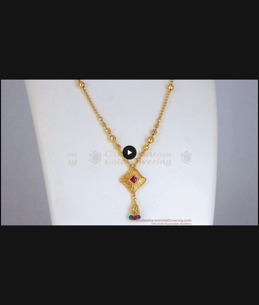 Beautiful Multi Stone Triangle Pendant Chain Ladies Imitation Jewellery SMDR744