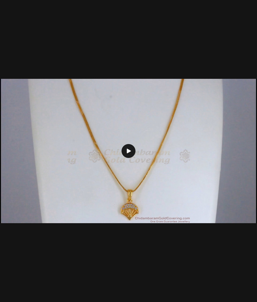 Shell Shaped Diamond Stone Mini Pendant Gold Chain SMDR761