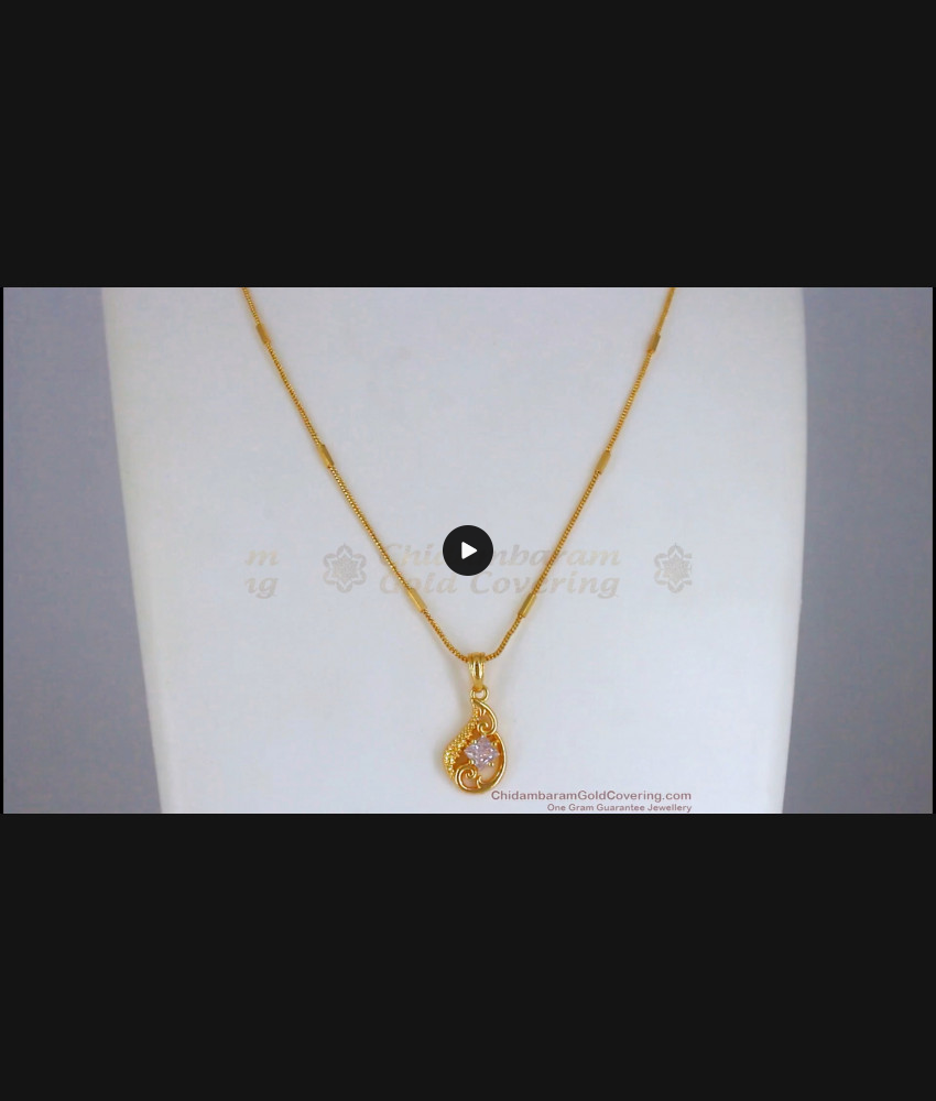 Stylish Gold Plated Diamond Stone Gold Pendant Chain SMDR768