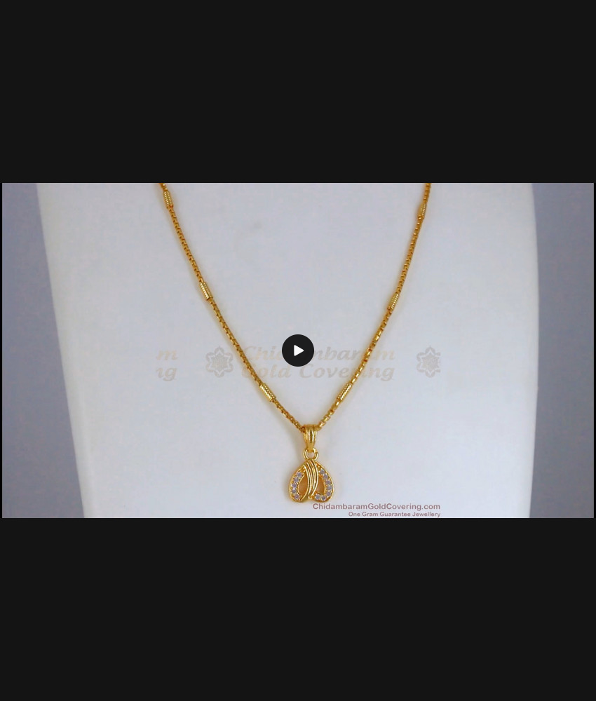 Lovable Full Diamond Stone Heart Shaped Gold Pendant Chain SMDR771