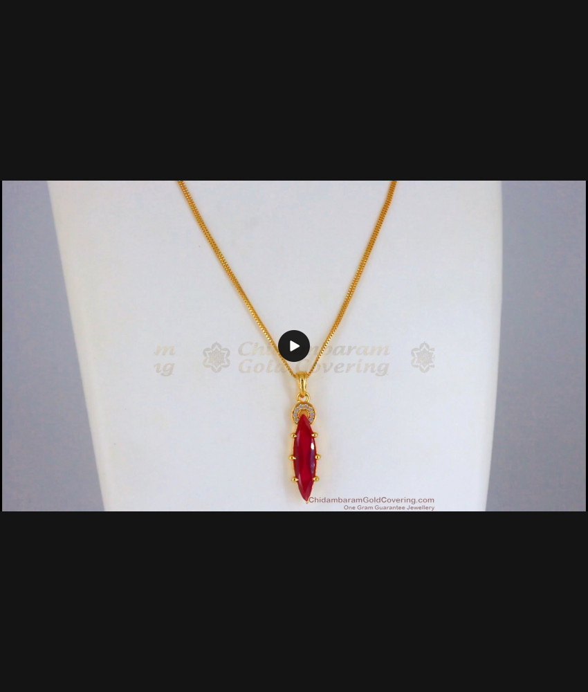 Glittering Ruby Stone One Gram Gold Dollar Chain SMDR775