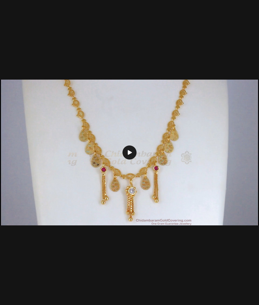 Gorgeous Gold Plated Dollar Chain Ruby White Kemp Stone SMDR780