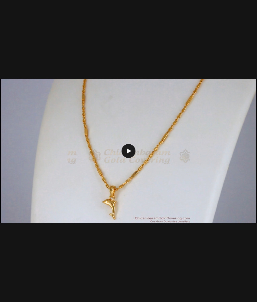 One Gram Gold Pendant Chain Dolphin Design SMDR786