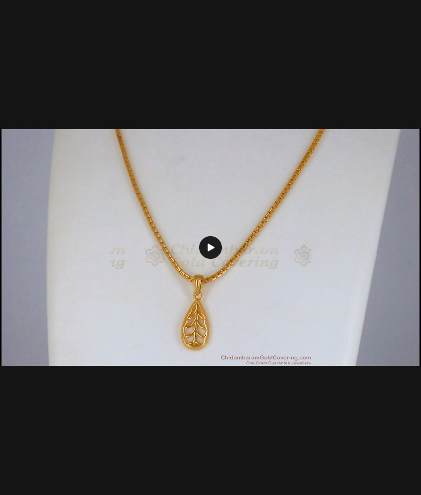 Pure Gold Tone Leaf Pendant Daily Wear Cubic Chain SMDR789
