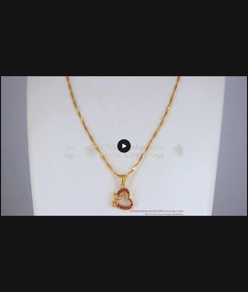 Beautiful Gold Pendant Chain With Ruby AD Stone  SMDR798