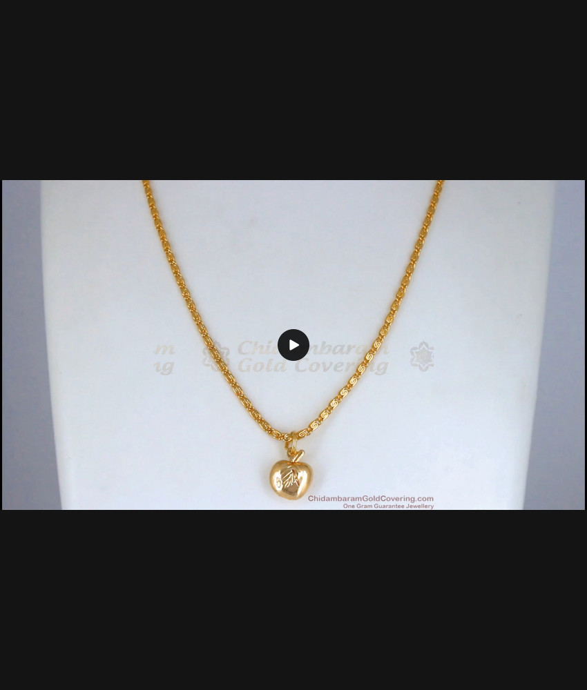 Daily Wear Gold Plated Small Pendant Chain Apple Design SMDR816