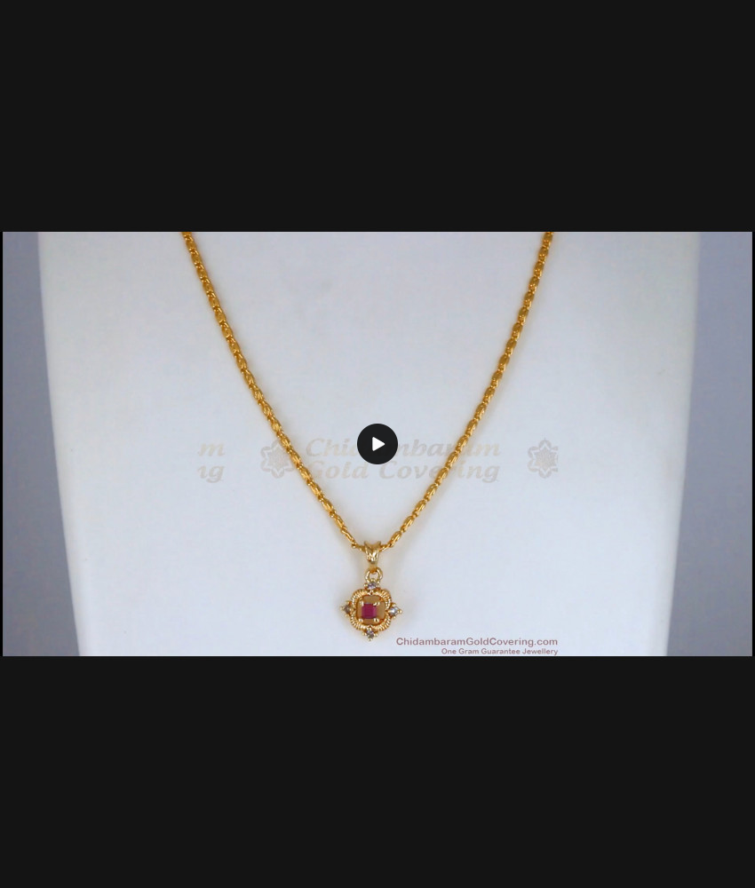 Light Weight Gold Plated Small Pendant Chain Cz Stone SMDR820