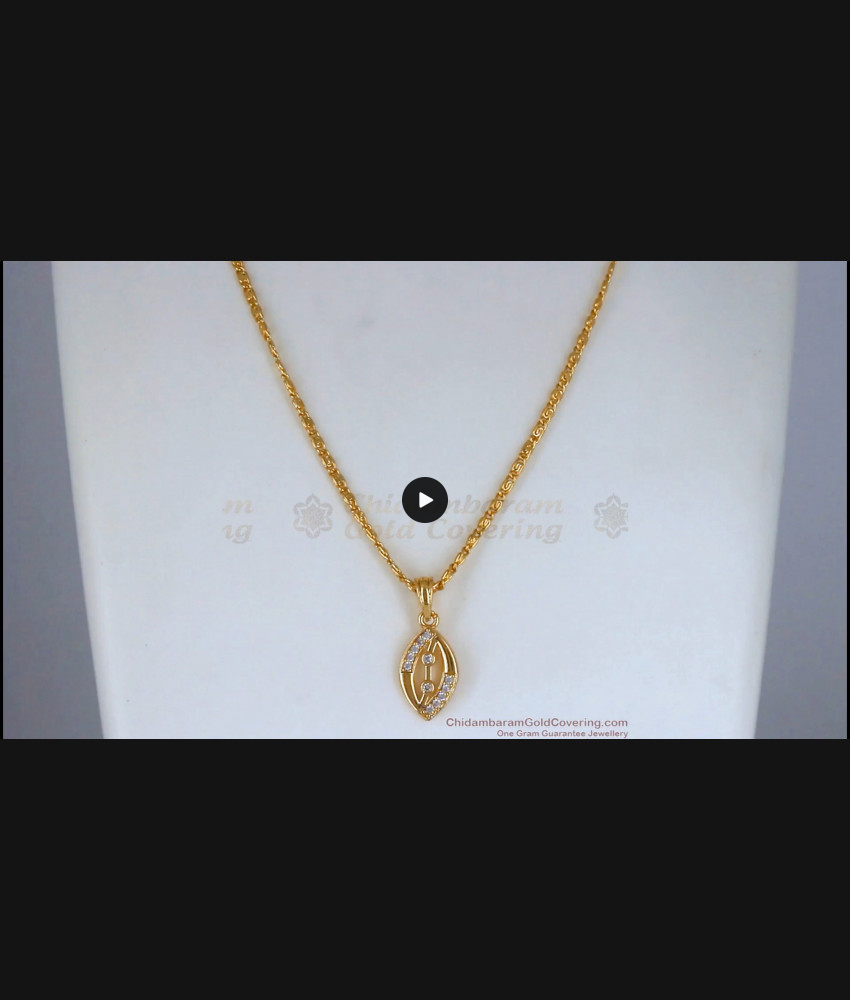 White Cz Stone Gold Pendant Chain Shop Online SMDR821