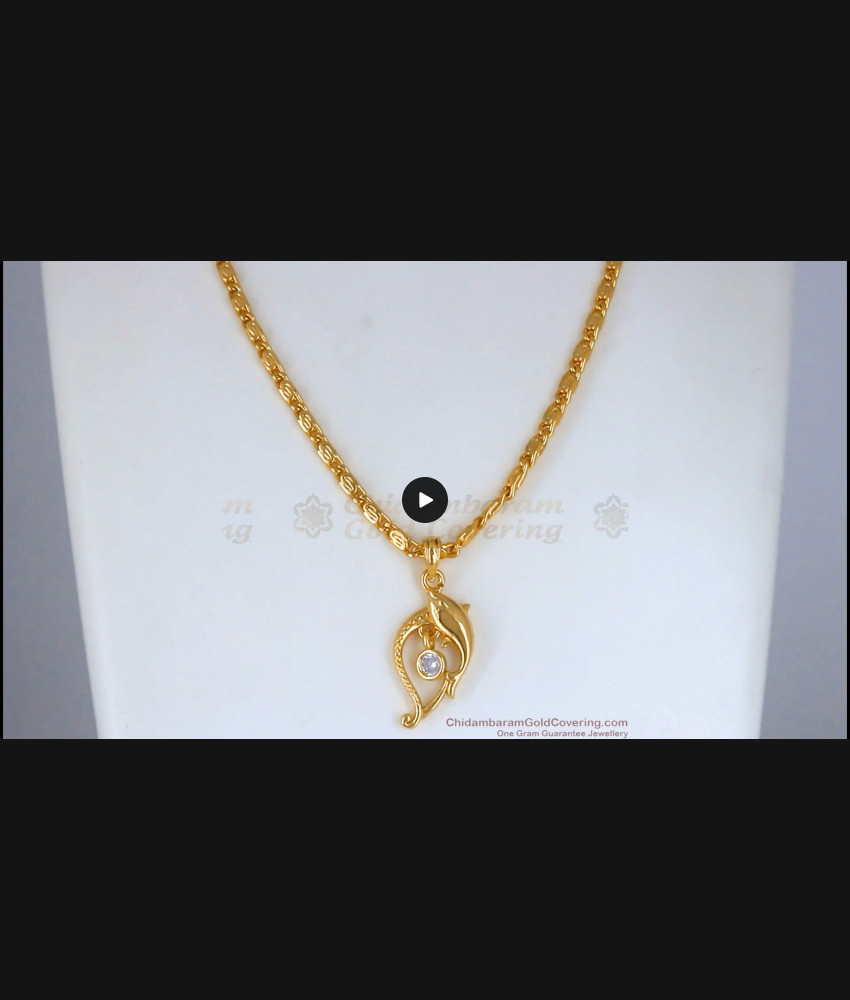 Gorgeous Dolphin Design Gold Pendant With Chain SMDR822