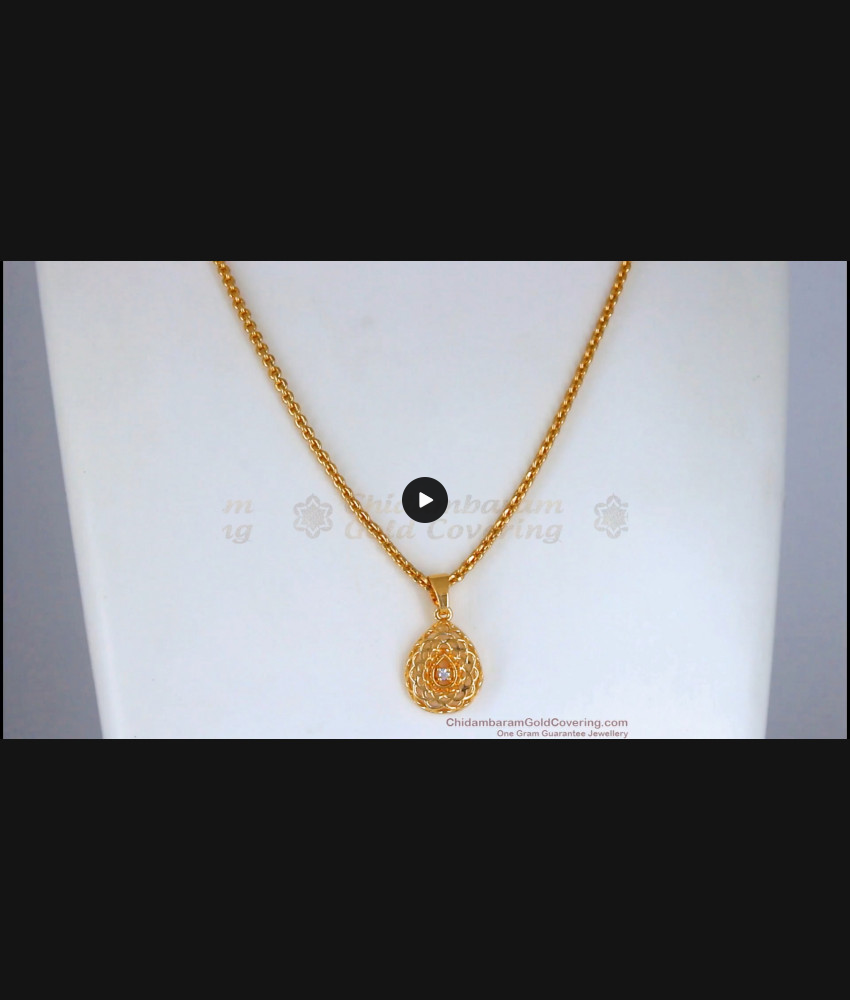 White Stone Droplet Design Gold Plated Small Dollar Chain Shop Online SMDR824