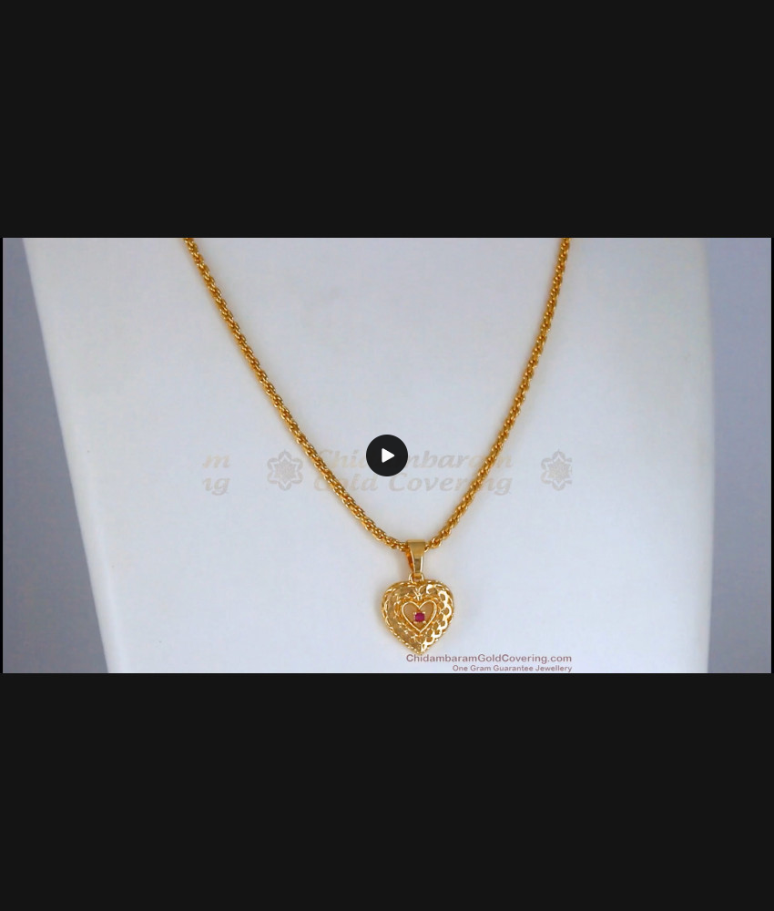 Heart Shaped Ruby Stone Gold Pendant Chain Women Fashion SMDR827