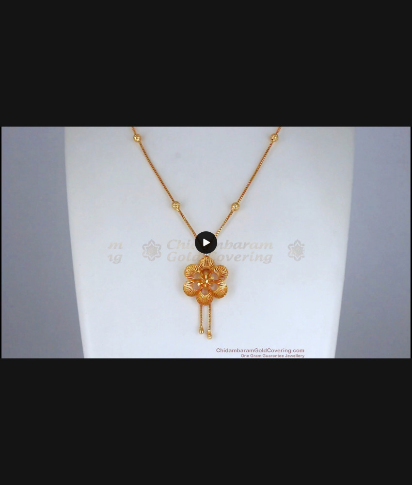 Beautiful Floral Gold Plated Small Pendant Chain Shop Online SMDR832