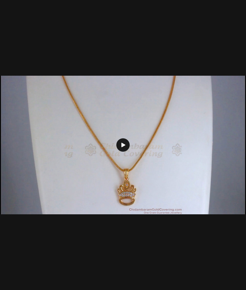 Buy 1 Gram Gold Pendant Chain White Stone Design SMDR841