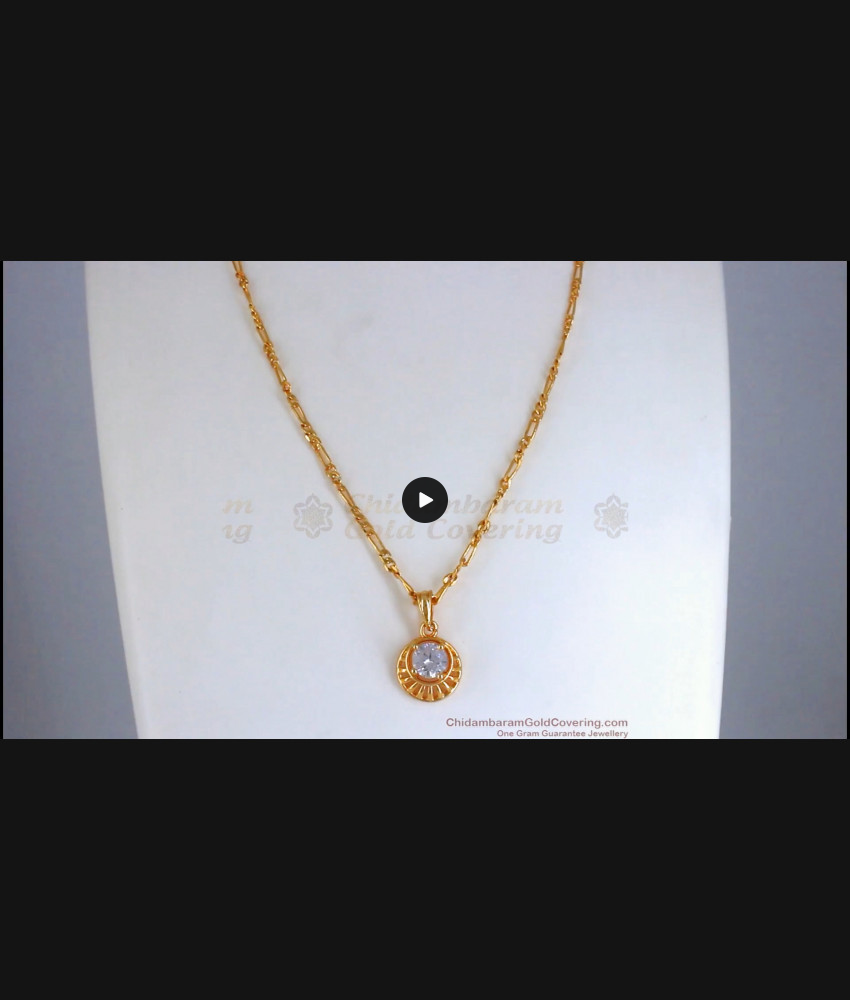 Semi Precious White Stone Small Dollar With Gold Chain SMDR844