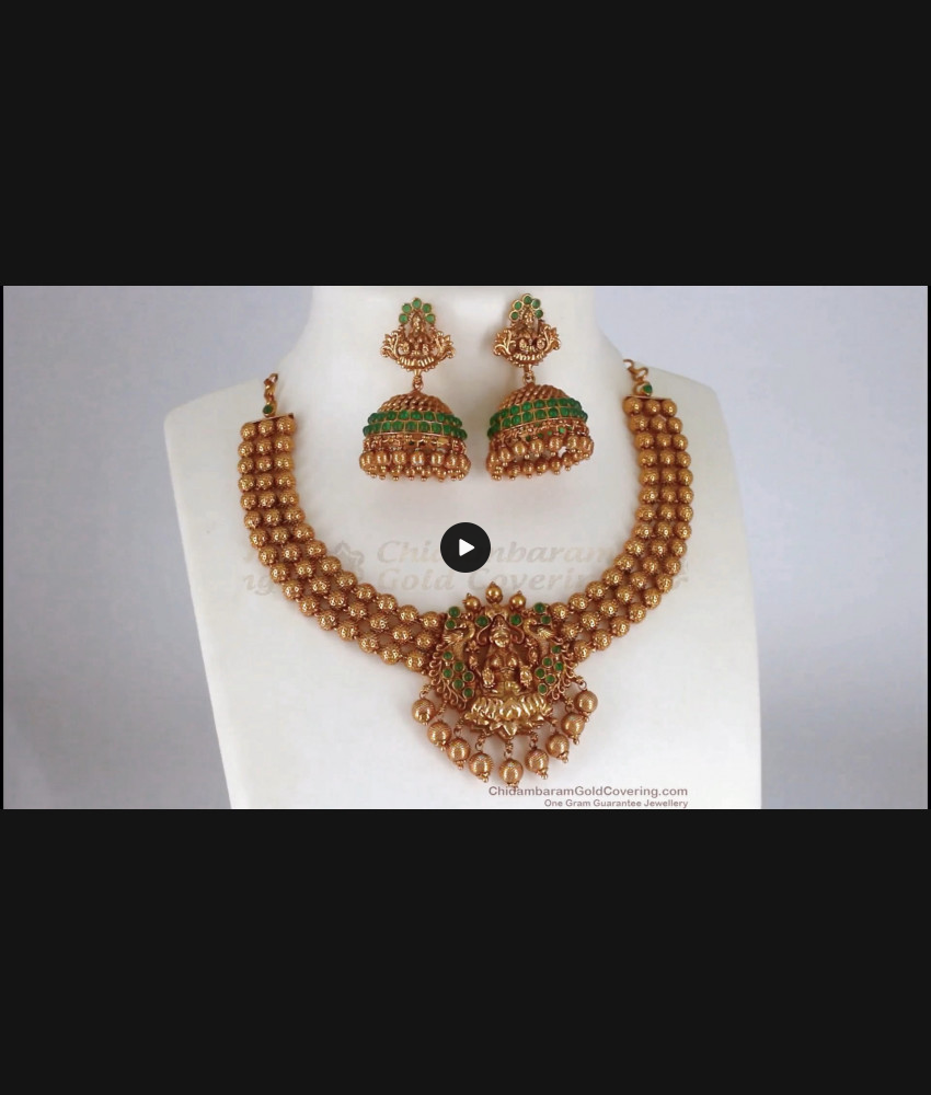 TNL1045- Traditional Lakshmi Design Antique Necklace With Earrings